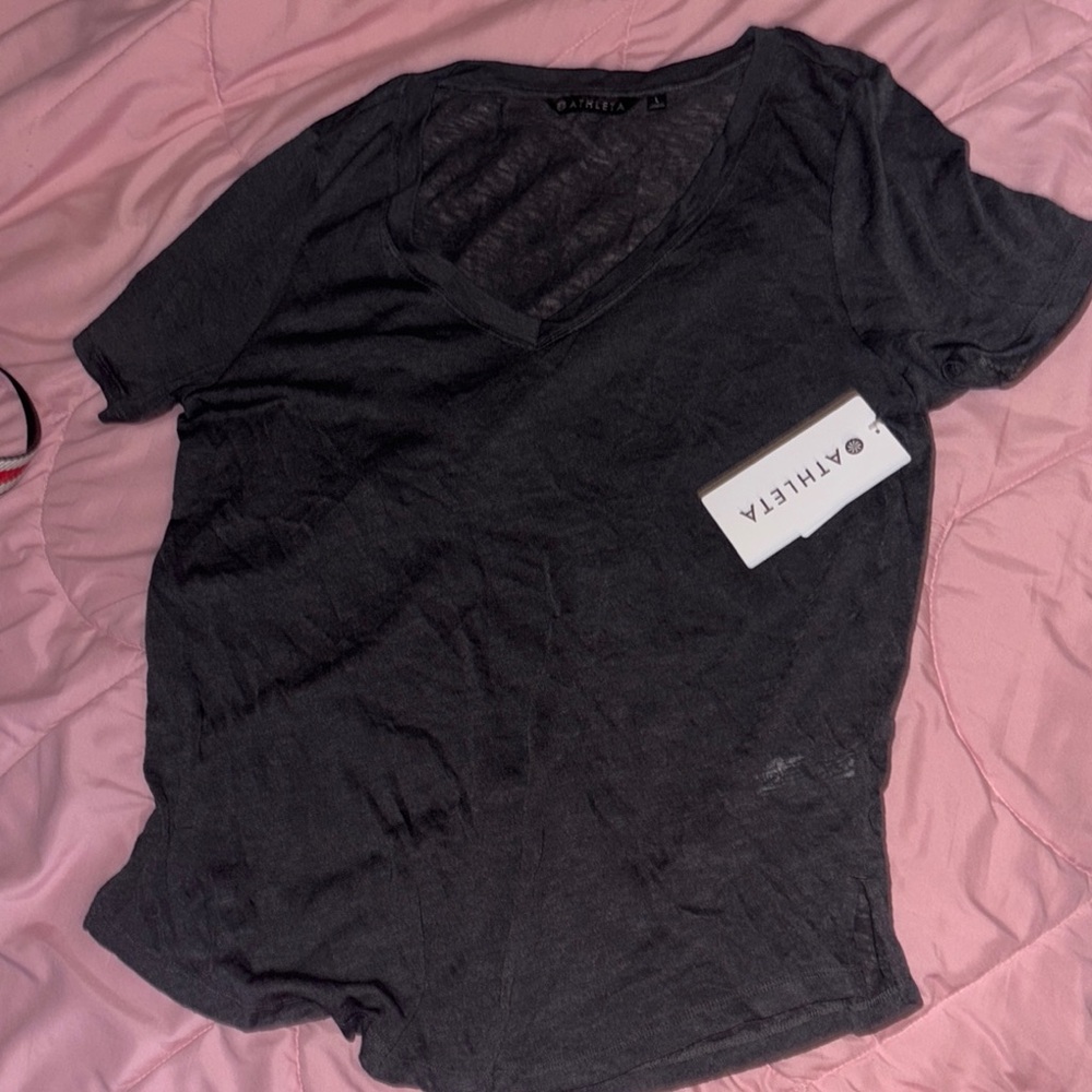 Athleta Charcoal V-Neck Tee